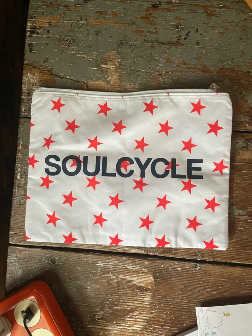 soulcycle White Pouch with Red Stars and Navy Logo